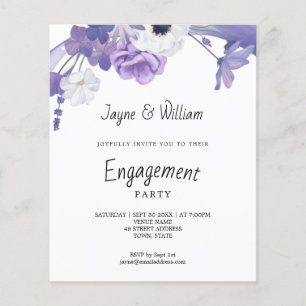 Budget Purple Florals Engagement Party Invitation