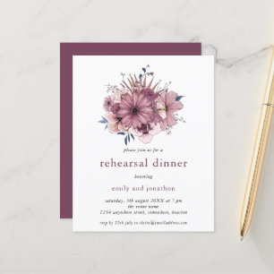 Budget Purple Florals Rehearsal Dinner Invitation