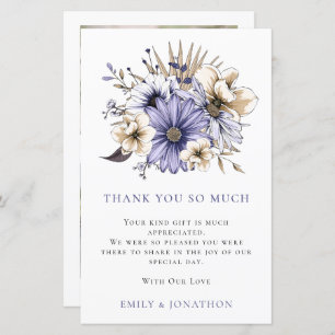 BUDGET Purple Florals Wedding 3 Photo Quote Thanks