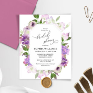 Budget Purple Flowers Bridal Shower Invitation