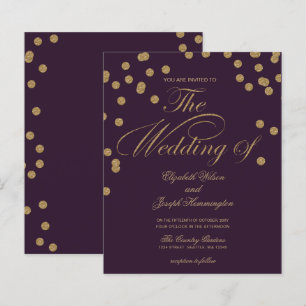 Budget Purple Glitter Confetti Wedding Invitation