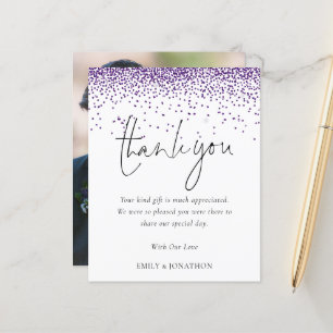 Budget Purple Glitter Photo Wedding Thank You