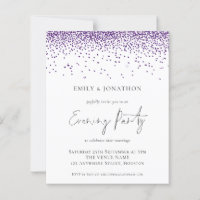 Budget Purple Glitter Wedding Evening Party Invite