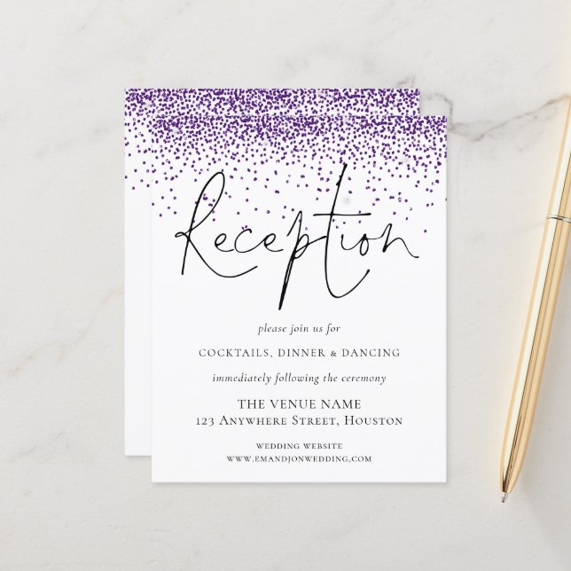 Budget Purple Glitter Wedding Reception Details (Front/Back In Situ)