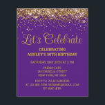 Budget Purple Gold 30th Birthday Party Invitation<br><div class="desc">Purple and Gold Glitter Invite,  Let's celebrate Thirty Any Age,  Fortieth Fiftieth Forty Fifty Sixty,  Personalised 21st 40th 50th 60th,  Elegant Milestone Thirtieth Sweet 16,  Custom 18th Glam Golden Confetti,  Adult Calligraphy Modern Stylish script,  Chic trendy simple for her,  Bling 16th quinceanera 15th celebration,  20th 25th 35th 70th 80th</div>