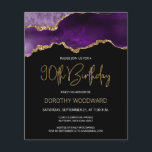 Budget Purple Gold Agate 90th Birthday Invitation<br><div class="desc">This trendy 90th birthday invitation features a watercolor image of an agate geode in shades of purple with faux gold highlights. The words "90th Birthday" appear in faux gold glitter in decorative modern handwriting font. Customise it with the name of the honoree in gold coloured text and the details in...</div>