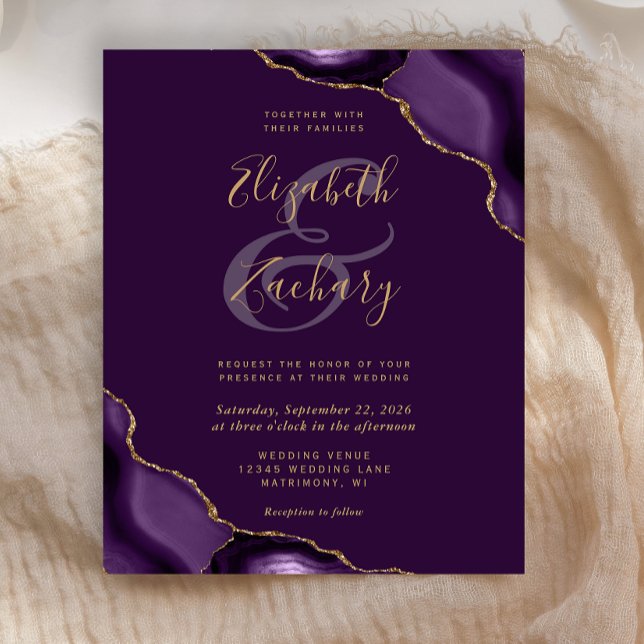Budget Purple Gold Agate Corners Plum Wedding (Creator Uploaded)