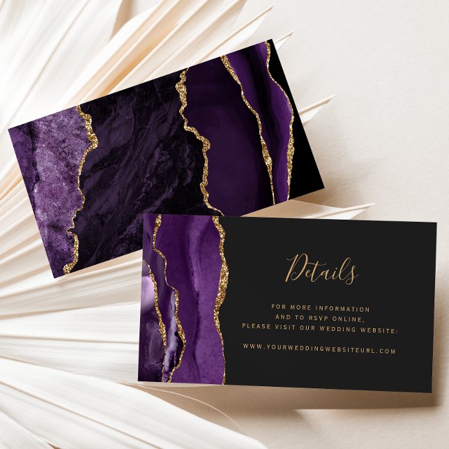 Budget Purple Gold Agate Dark Wedding Website Enclosure Card (Creator Uploaded)