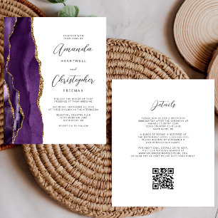 Budget Purple Gold Agate QR Code Wedding