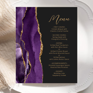 Budget Purple Gold Agate Script Wedding Menu