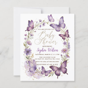Budget Purple Gold Glitter Butterfly Baby Shower