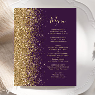Budget Purple Gold Glitter Wedding Menu