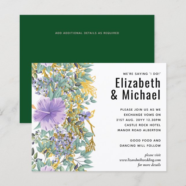 Budget Purple Lavender Floral Greenery Wedding (Front/Back)