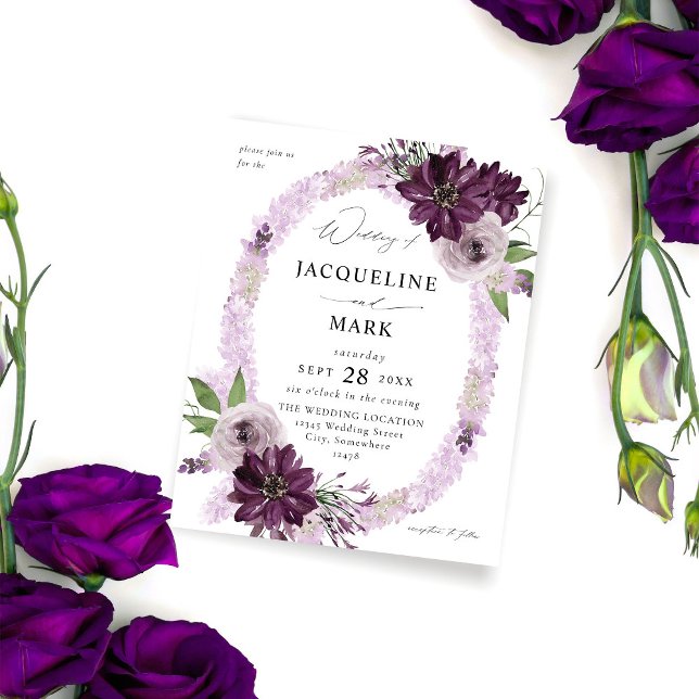 Budget Purple & Lavender Floral Ring Wedding Flyer (Creator Uploaded)