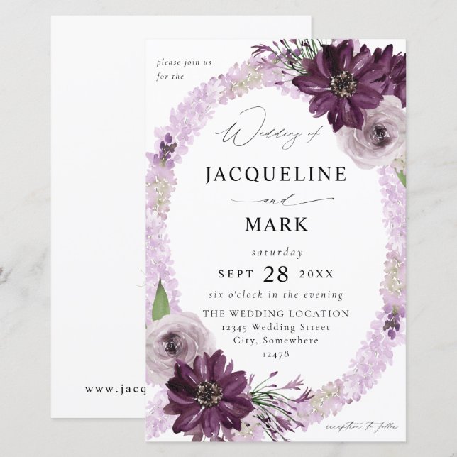 Budget Purple & Lavender Floral Ring Wedding MED (Front/Back)