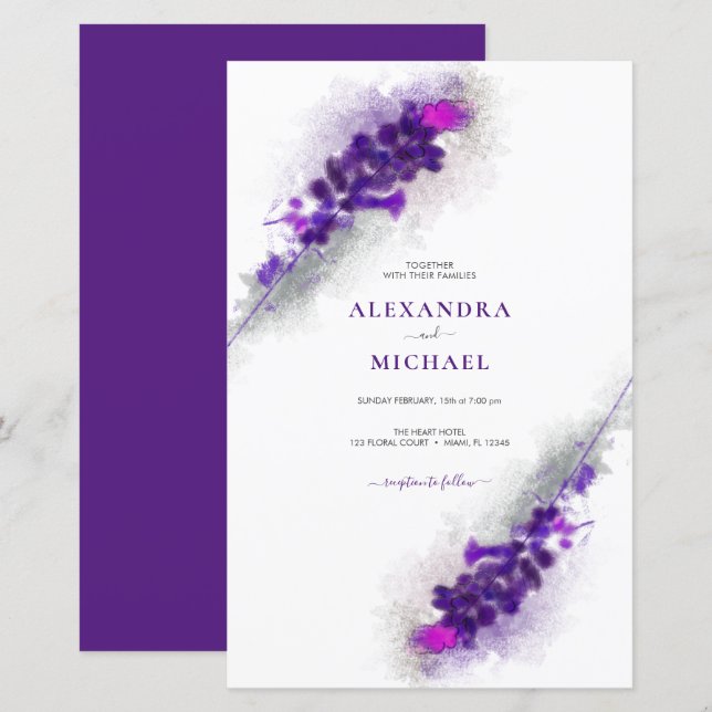 Budget Purple Lavender Floral Wedding (Front/Back)