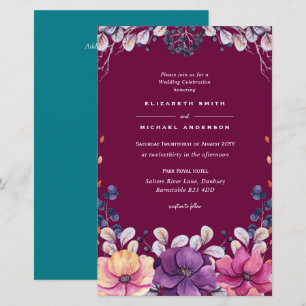 BUDGET Purple Lavender Leaves Wedding Invites A9