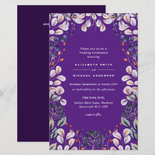 BUDGET Purple Lavender Leaves Wedding Invites A9