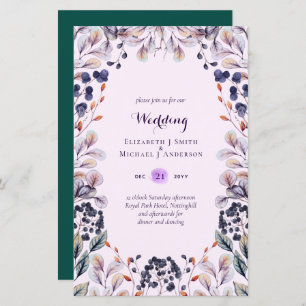 BUDGET Purple Lavender Leaves Wedding Invites A9