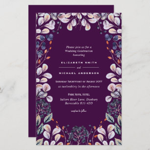 BUDGET Purple Lavender Leaves Wedding Invites A9