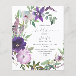 Budget Purple Lavender Violet Floral Bridal Shower Flyer
