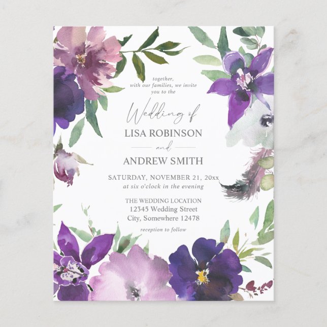 Budget Purple- Lavender & Violet Floral Wedding (Front)