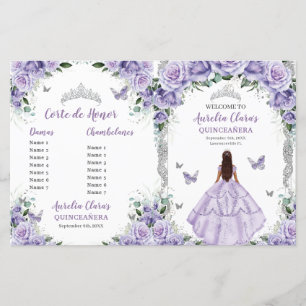 Budget Purple Lilac Floral Quinceanera 15 Program