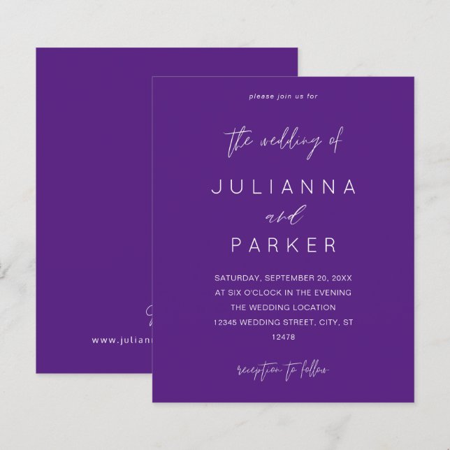 Budget Purple MOD Calligraphy Wedding (Front/Back)