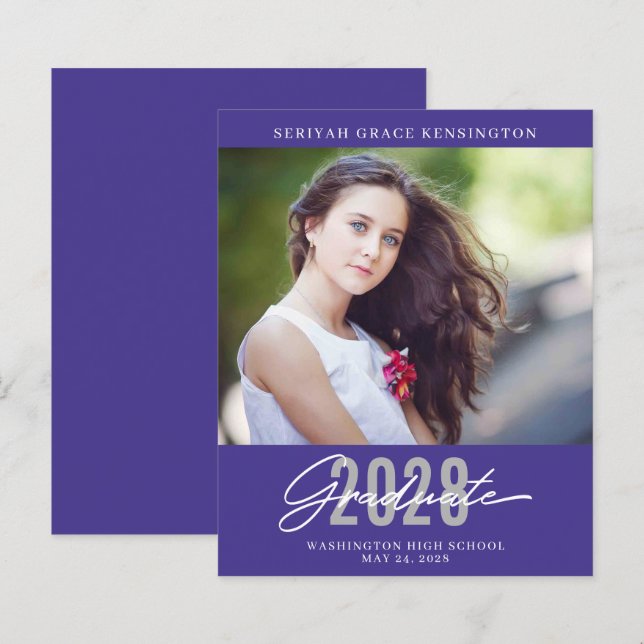 Budget Purple Modern Elegant Graduation (Front/Back)