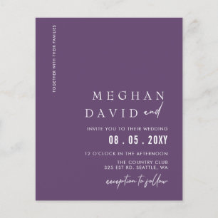 Budget Purple Modern Wedding Invitation