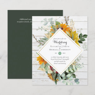 BUDGET Purple Navy Floral Wedding Invitations