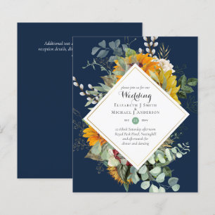 BUDGET Purple Orange Floral Wedding Invitations