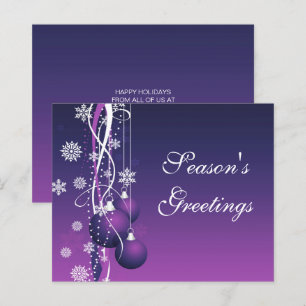 Budget Purple Ornaments Business Holiday Card