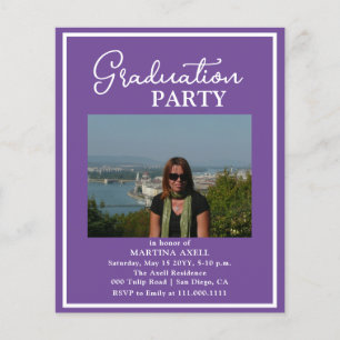 Budget Purple Photo Graduation Party Invitation