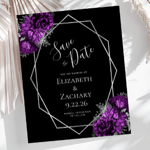 Budget Purple Plum Silver Floral Black Wedding