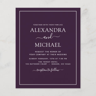 Budget Purple Plum Wedding Modern Typography Flyer
