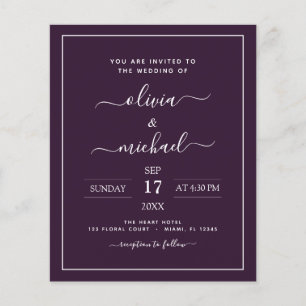 Budget Purple Plum Wedding with Photo Invitation F Flyer