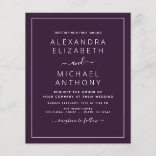 Budget Purple Plum Wedding with Photo Invitation F Flyer