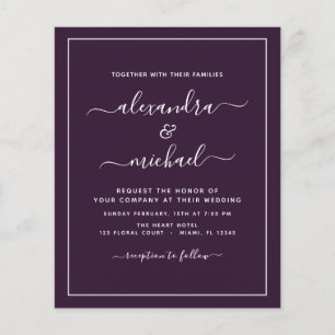 Budget Purple Plum Wedding with Photo Invitation F Flyer