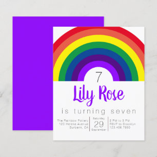 Budget Purple Rainbow Birthday Party Invitation