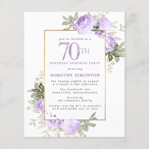 Budget Purple Rose 70th Birthday Surprise Party