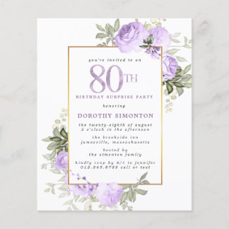 Budget Purple Rose 80th Birthday Surprise Party