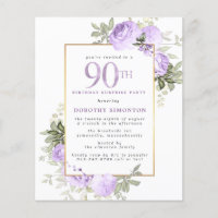 Budget Purple Rose 90th Birthday Surprise Party