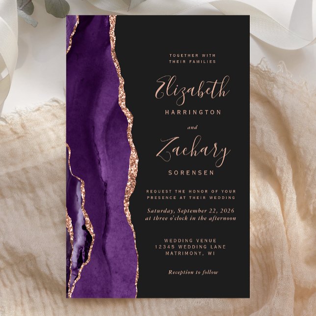 Budget Purple Rose Gold Agate Dark Wedding (Creator Uploaded)