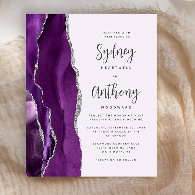 Budget Purple Silver Agate Calligraphy Wedding (Creator Uploaded)