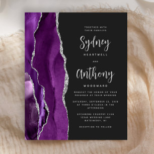 Budget Purple Silver Agate Calligraphy Wedding
