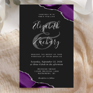 Budget Purple Silver Agate Corners Dark Wedding