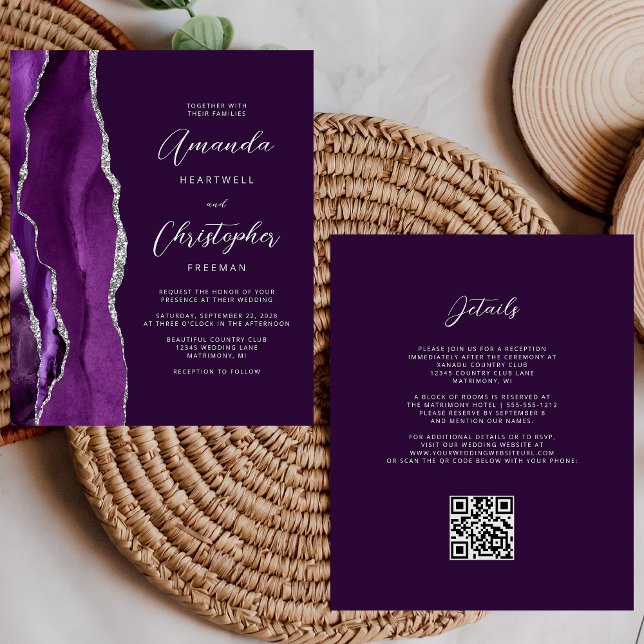 Budget Purple Silver Agate Plum QR Code Wedding (Creator Uploaded)