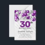 Budget Purple Silver Balloon Glam Glitter Birthday Card<br><div class="desc">Modern Glam Purple Violet Silver Grey Balloon Glitter Sparkle Any Age Birthday Invitation</div>