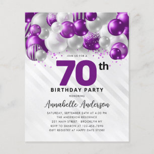 Budget Purple Silver Balloon Glitter 70th Birthday